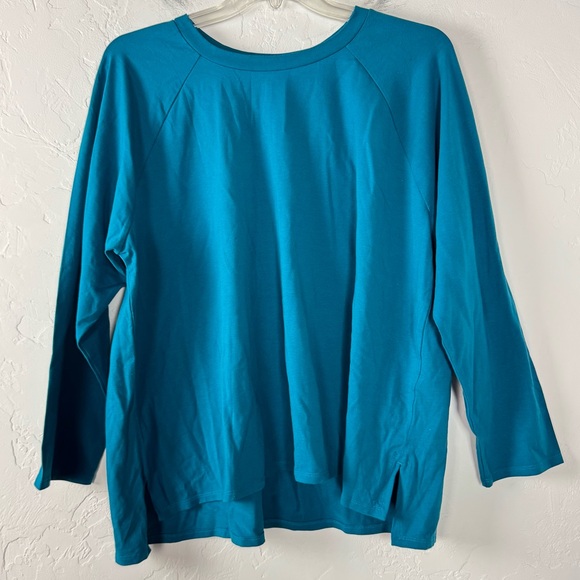 Eileen Fisher Sweatshirt Pullover Sweater Knit Top Solid Blue Crew Neck Shirt - Picture 1 of 8